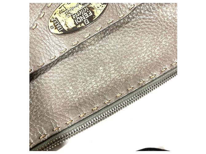 Borsa a tracolla FENDI Selleria Logo Marrone Metallico - vista 13