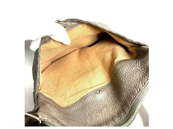 Borsa a tracolla FENDI Selleria Logo Marrone Metallico - vista 14