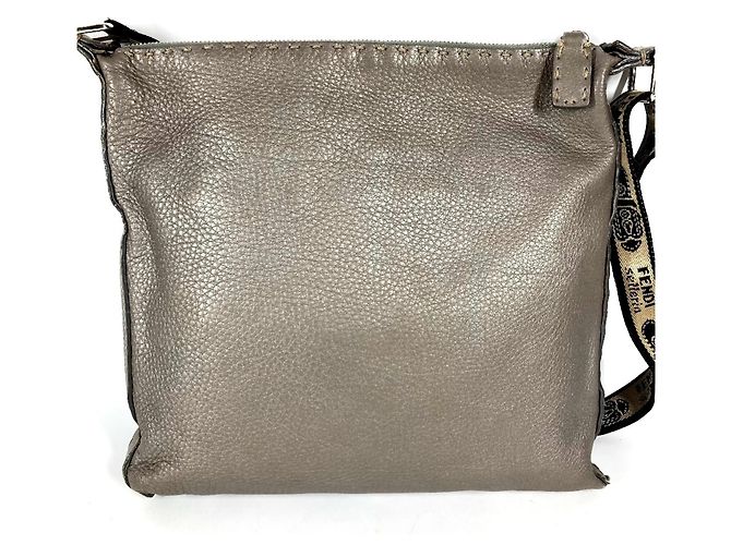 Borsa a tracolla FENDI Selleria Logo Marrone Metallico - vista 2