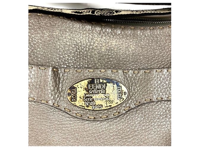 Borsa a tracolla FENDI Selleria Logo Marrone Metallico - vista 3