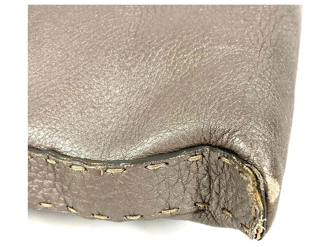 Borsa a tracolla FENDI Selleria Logo Marrone Metallico - vista 5