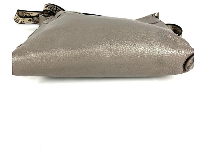 Borsa a tracolla FENDI Selleria Logo Marrone Metallico - vista 6