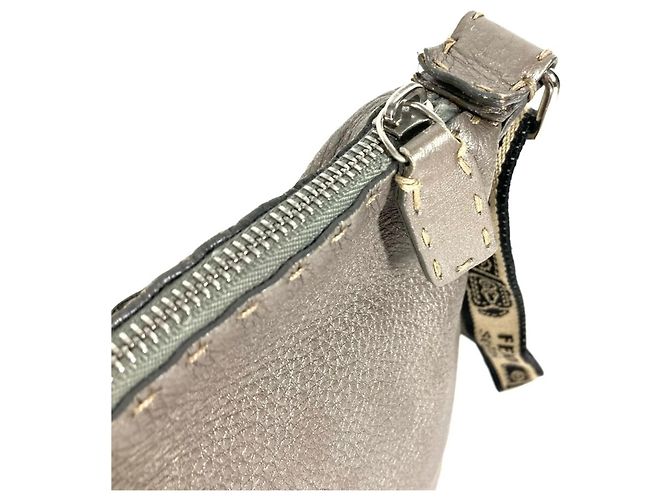 Borsa a tracolla FENDI Selleria Logo Marrone Metallico - vista 9