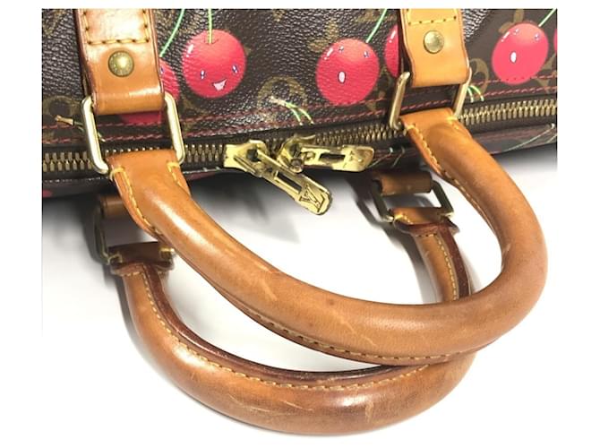 Keepall 45 Monogram Ciliegia Louis Vuitton Marrone Rosso Monogramma - vista 12