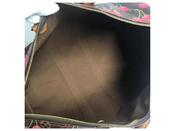 Keepall 45 Monogram Ciliegia Louis Vuitton Marrone Rosso Monogramma - vista 14