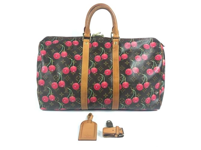 Keepall 45 Monogram Ciliegia Louis Vuitton Marrone Rosso Monogramma - vista 18