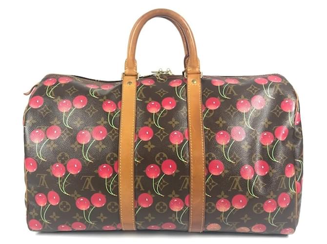 Keepall 45 Monogram Ciliegia Louis Vuitton Marrone Rosso Monogramma - vista 2