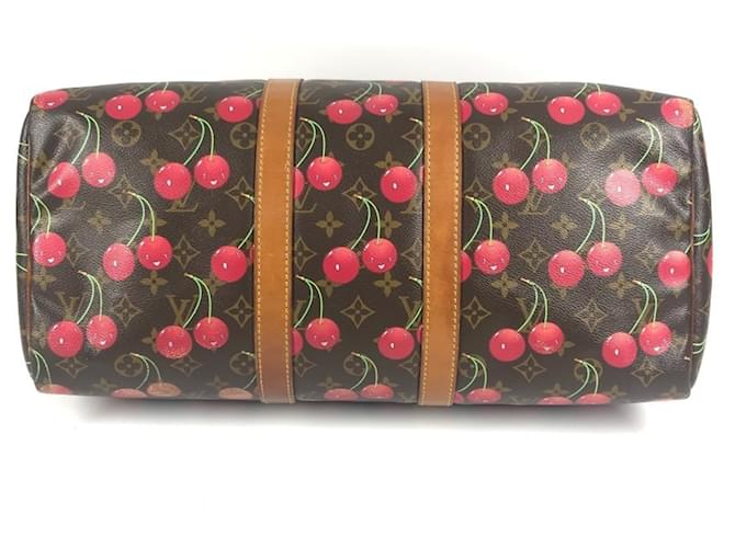 Keepall 45 Monogram Ciliegia Louis Vuitton Marrone Rosso Monogramma - vista 5