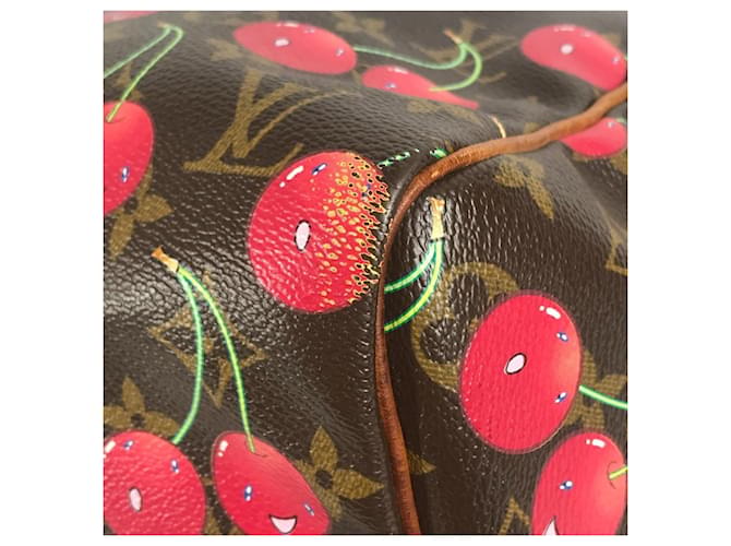 Keepall 45 Monogram Ciliegia Louis Vuitton Marrone Rosso Monogramma - vista 7