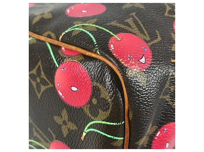 Keepall 45 Monogram Ciliegia Louis Vuitton Marrone Rosso Monogramma - vista 8