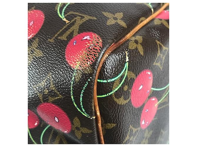 Keepall 45 Monogram Ciliegia Louis Vuitton Marrone Rosso Monogramma - vista 9