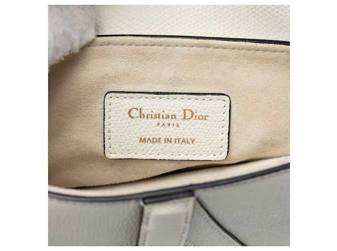 Borsa Saddle Mini in pelle di vitello grana bianca Dior Bianco - vista 5