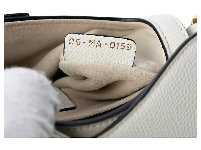 Borsa Saddle Mini in pelle di vitello grana bianca Dior Bianco - vista 6