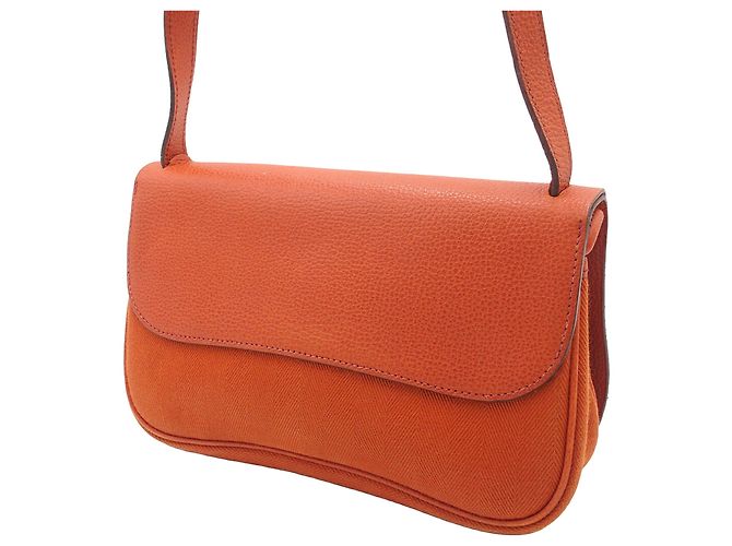 Bolso Colorado PM en Vaca Liege naranja y Tela Hermès - vista 2