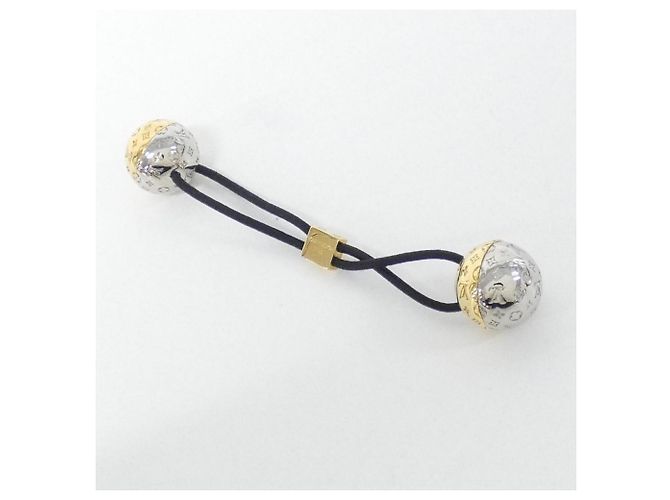 Accessorio per capelli Louis Vuitton Scrunchie Nanogram Planet LV Nero Argento D'oro - vista 3