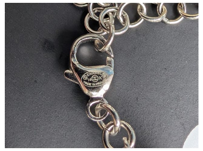 Chanel Collar largo de perlas con logo en plata esterlina 14K Hardware de plata - vista 8