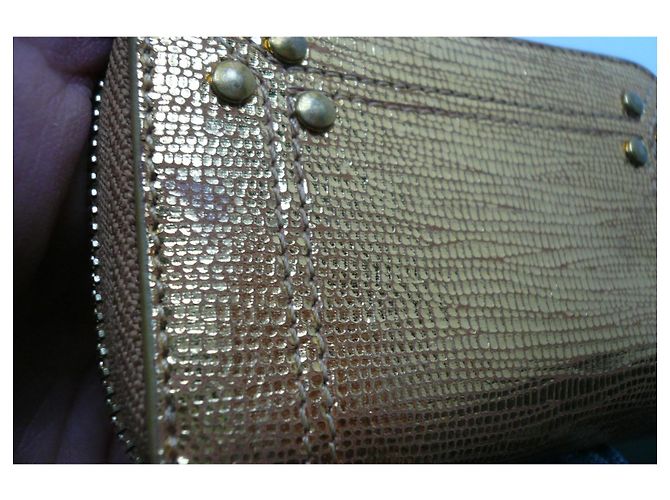 JEROME DREYFUSS Cartera Henri Lamé Dorado en Excelente Estado Gold hardware - vista 6