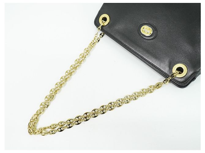 Borsa a spalla Gucci Marina Chain in pelle mini Nero - vue 7
