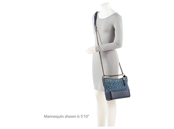 Chanel Gabrielle Medium Hobo in pelle di vitello invecchiata Blu - vista 5