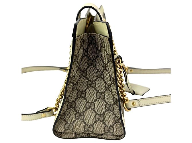 Padlock Borsa tote in pelle ebano GG Supreme con piccolo lucchetto Gucci Marrone - vista 4
