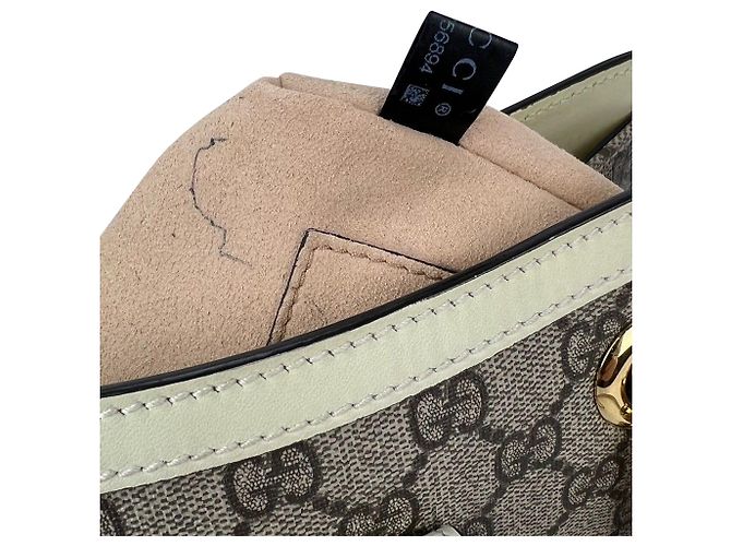Padlock Borsa tote in pelle ebano GG Supreme con piccolo lucchetto Gucci Marrone - vista 7