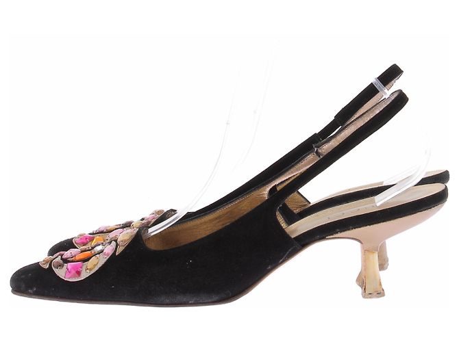 Gucci Décolleté in camoscio nero con ornamenti - vista 3