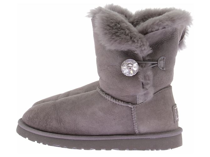 Ugg Stivali "Bailey Button" in camoscio grigio - vista 3