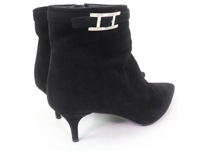 Botas curtas de camurça com fivela Api Branca da Hermès Preto - vista 2