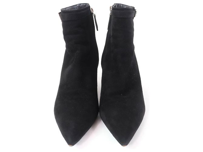 Botas curtas de camurça com fivela Api Branca da Hermès Preto - vista 3