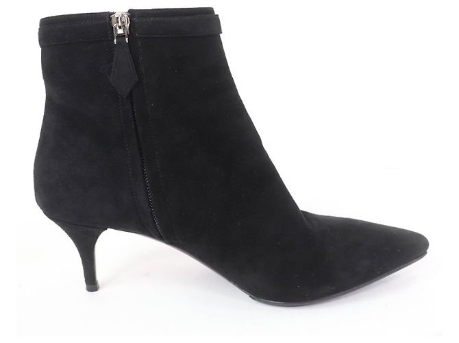 Botas curtas de camurça com fivela Api Branca da Hermès Preto - vista 5