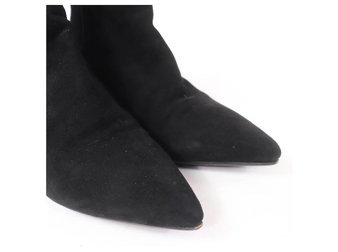 Botas curtas de camurça com fivela Api Branca da Hermès Preto - vista 7