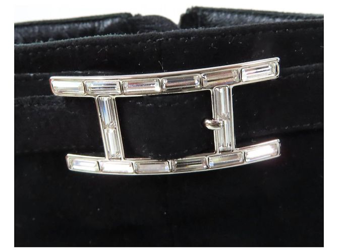 Botas curtas de camurça com fivela Api Branca da Hermès Preto - vista 8