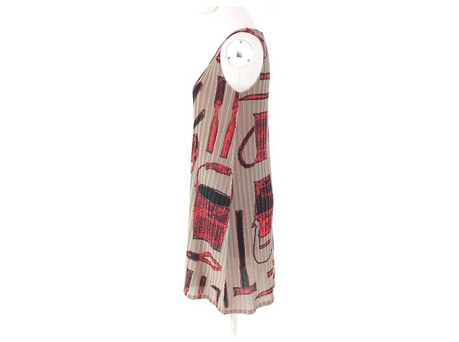 Issey Miyake Polyesterkleid mit Allover-Druck PLEATS PLEASE Braun - Ansicht 2
