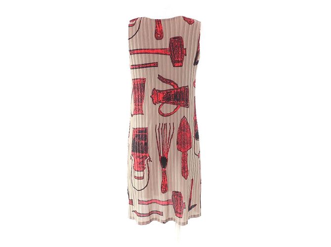 Issey Miyake Polyesterkleid mit Allover-Druck PLEATS PLEASE Braun - Ansicht 3