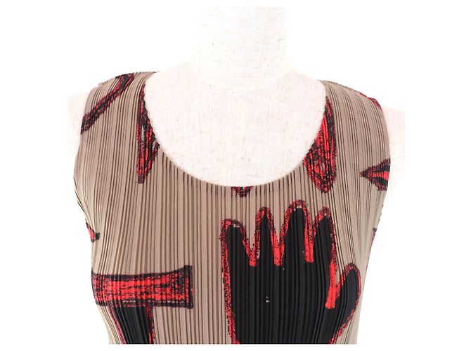 Issey Miyake Polyesterkleid mit Allover-Druck PLEATS PLEASE Braun - Ansicht 4