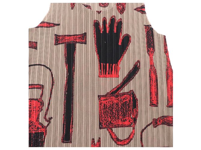 Issey Miyake Polyesterkleid mit Allover-Druck PLEATS PLEASE Braun - Ansicht 5