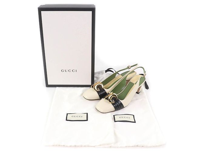 Gucci Half Moon GG Backstrap Leather Pumps - view 2
