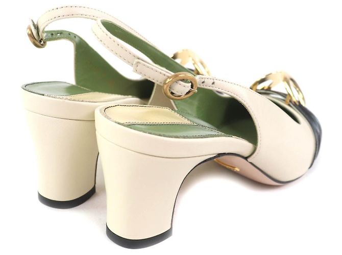 Gucci Half Moon GG Backstrap Leather Pumps - view 3