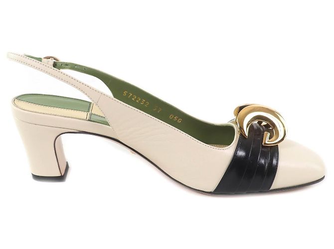 Gucci Half Moon GG Backstrap Leather Pumps - view 6