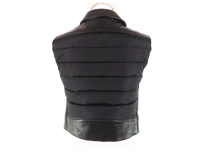 Moncler RODEIA CHALECO DE CUERO CON CREMALLERA Chaleco de Plumas Negro - vista 3