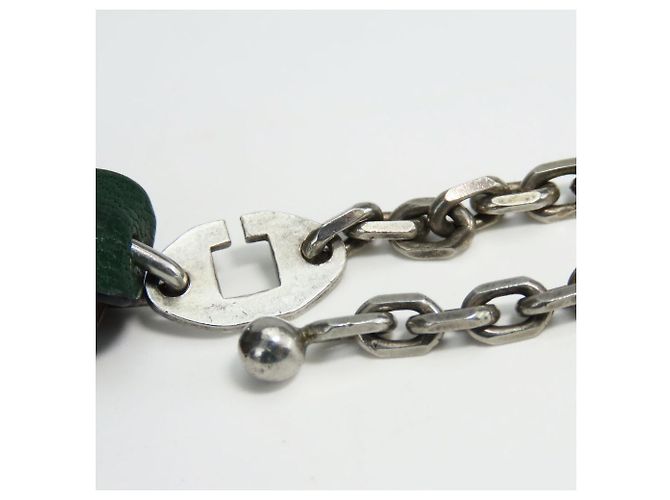Charm in pelle Hermès Argento 925 Verde Porpora - vista 8