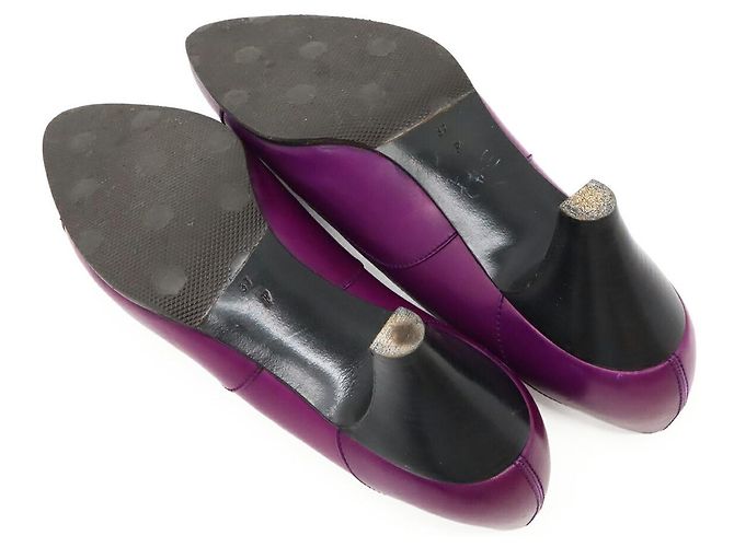 Pumps in pelle di vitello Hermès 37 1/2 Porpora - vista 4