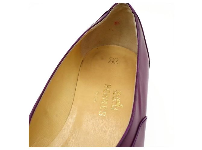 Pumps in pelle di vitello Hermès 37 1/2 Porpora - vista 7