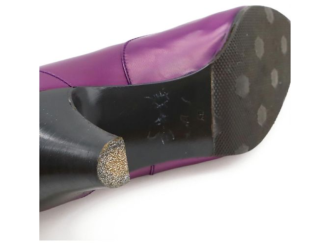 Pumps in pelle di vitello Hermès 37 1/2 Porpora - vista 8
