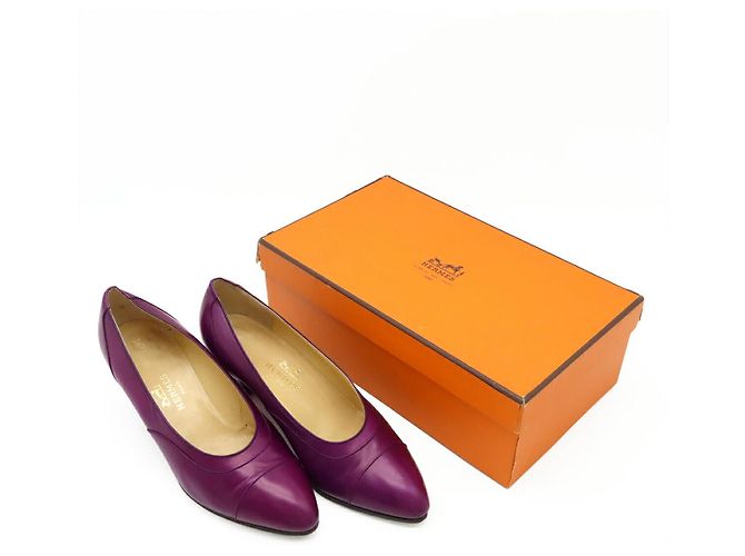 Pumps in pelle di vitello Hermès 37 1/2 Porpora - vista 9