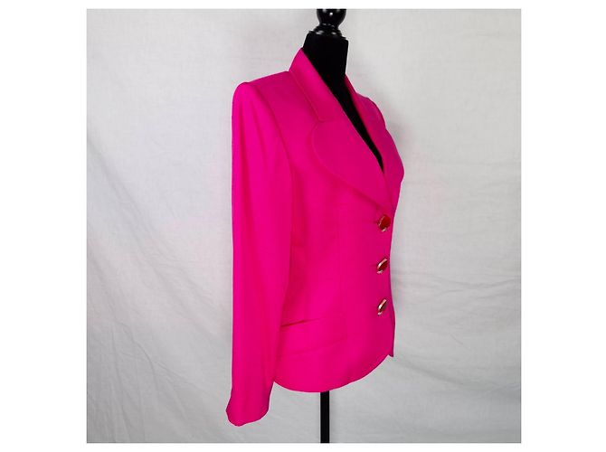 Yves Saint Laurent Chaqueta rosa shocking YSL Uniforme años 1990 - vista 4