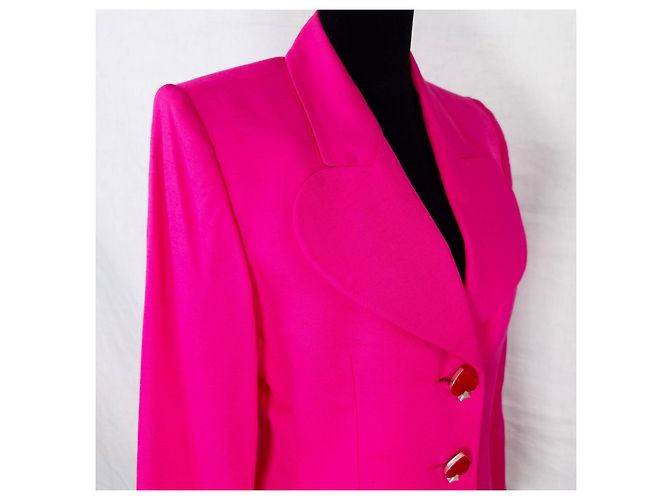 Yves Saint Laurent Chaqueta rosa shocking YSL Uniforme años 1990 - vista 6