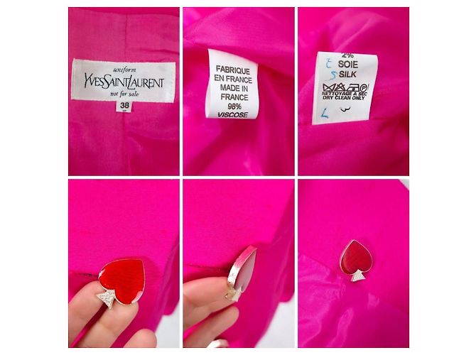 Yves Saint Laurent Chaqueta rosa shocking YSL Uniforme años 1990 - vista 8