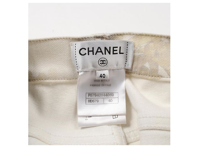 Timeless Pantaloni in denim di cotone Chanel Bianco - vista 3