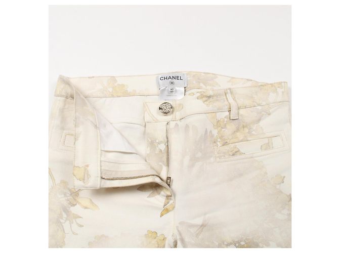 Timeless Pantaloni in denim di cotone Chanel Bianco - vista 5